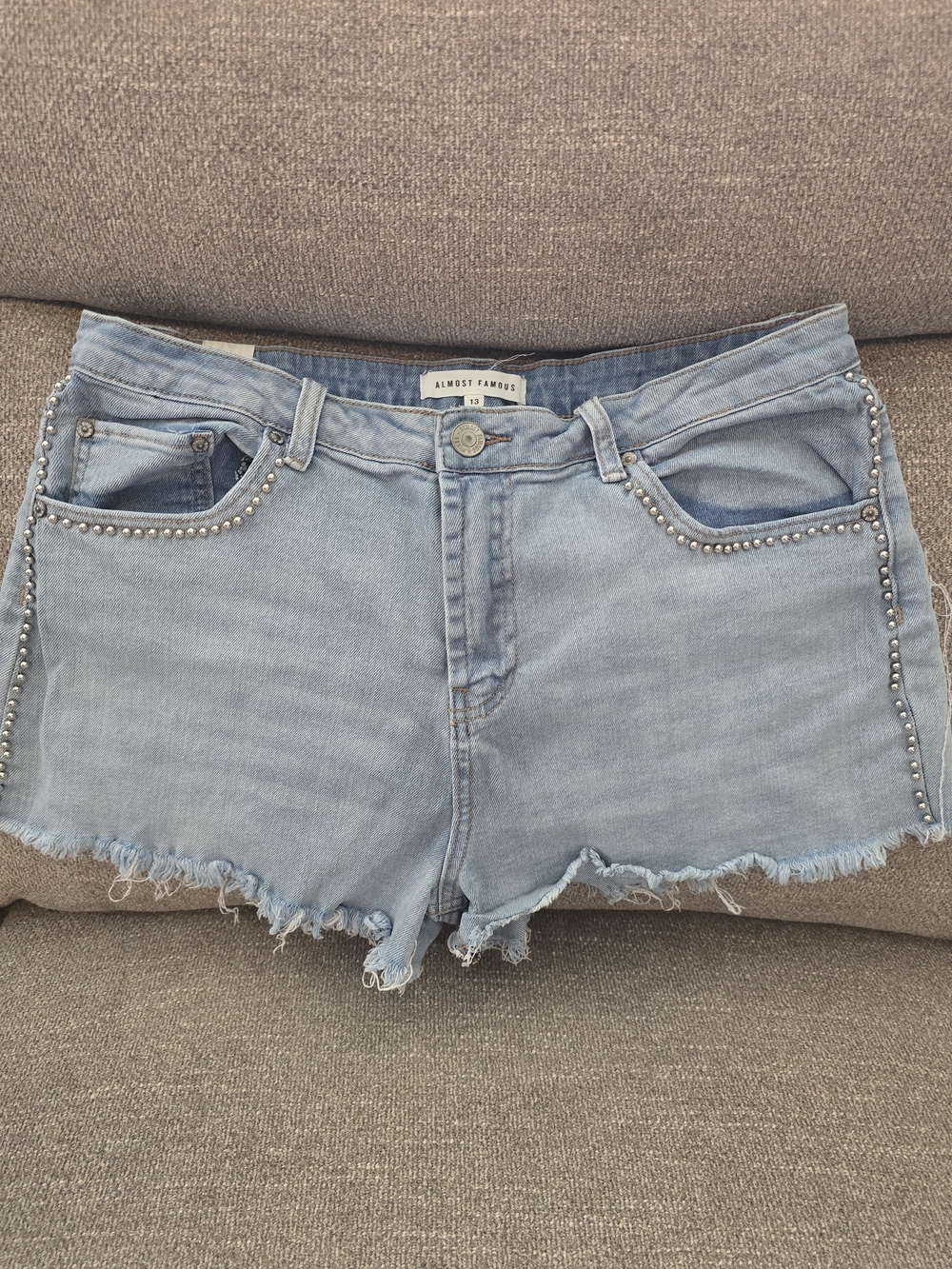 Almost Famous Light Wash Studded Denim Cutoff Shorts